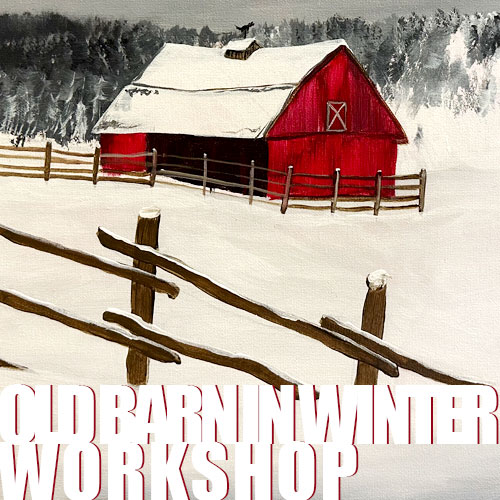 Old Barn In Winter Acrylic Painting Workshop