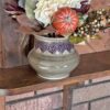 Heart Patterned Vase with Smoke Celadon Glaze on a Shelf